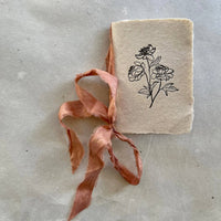 Notebooks - I: Peony - vanilla paper with watermelon silk ribbon