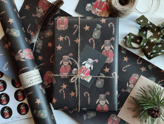 Christmas Bunny Kraft Wrapping Paper