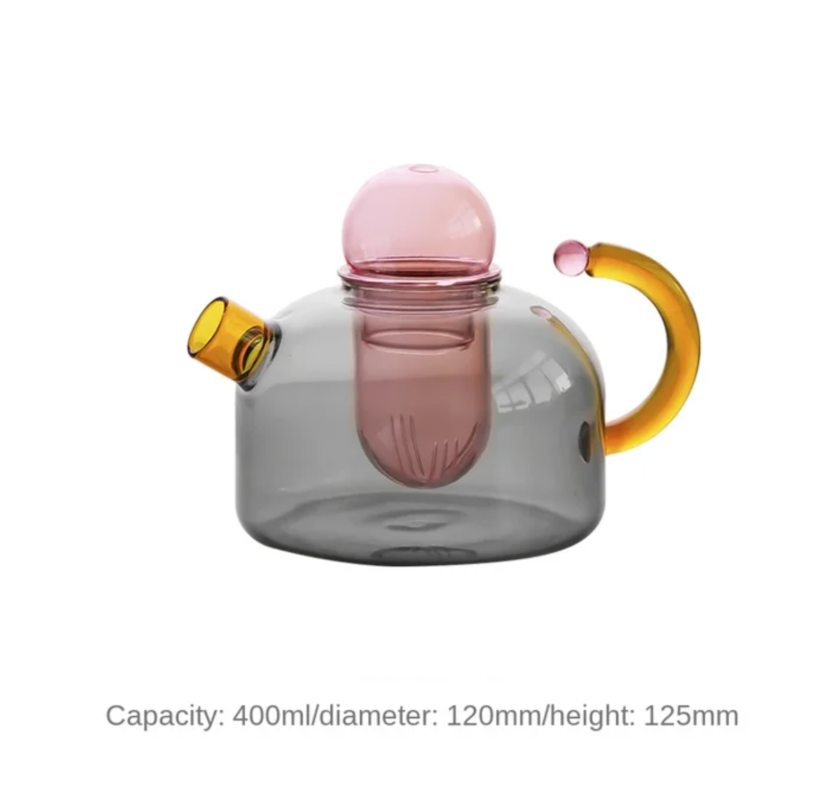 Contrasting Color Heat Resistant Glass Teapot and Cups: Pink Kettle