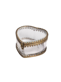 Glass Heart Box Scalloped Metal