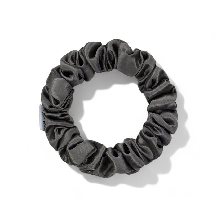 Silk Mini Scrunchie - Dark Grey