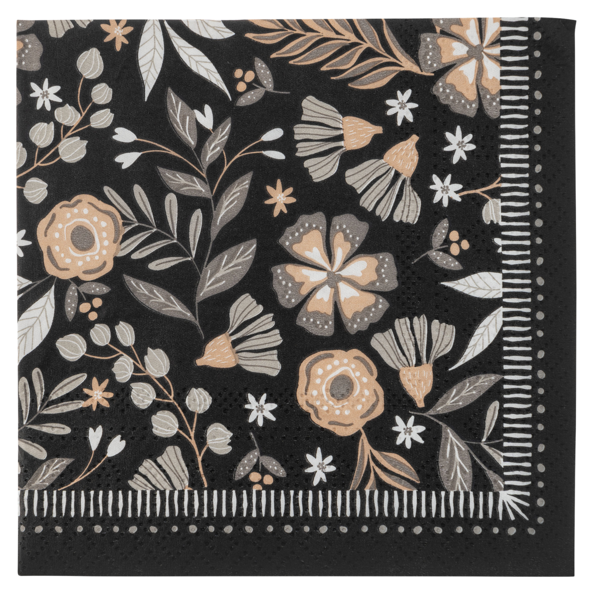 Floral Charcoal Cocktail Napkins