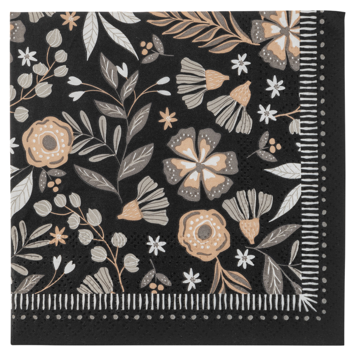 Floral Charcoal Cocktail Napkins