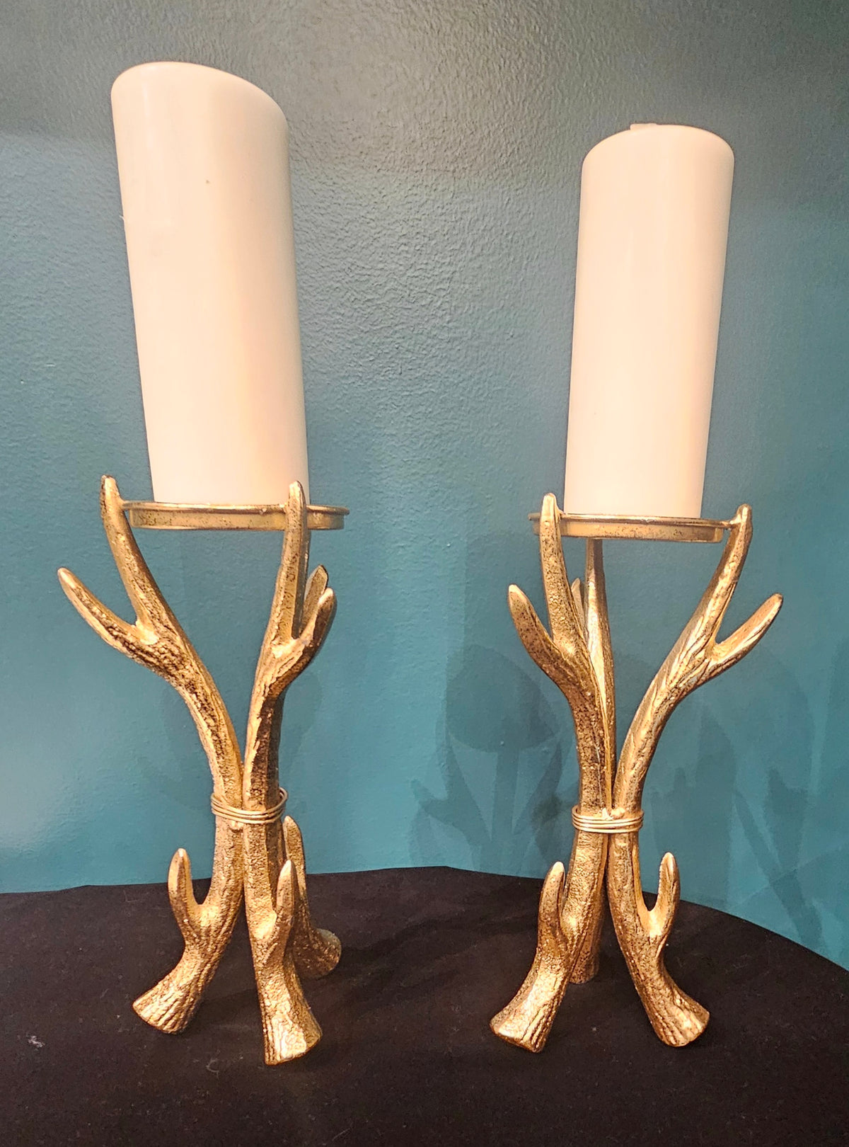 Gold Antler Candle Holders