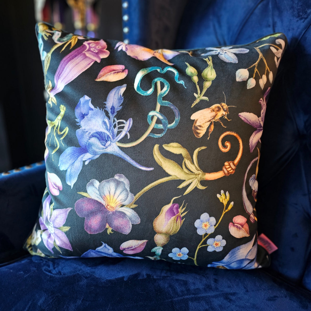 Velvet Jewel-Toned Floral Pillow