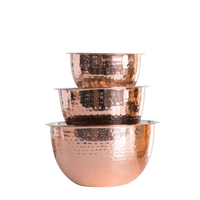 Quart Hammered Stainless Steel Bowls with Copper Finish