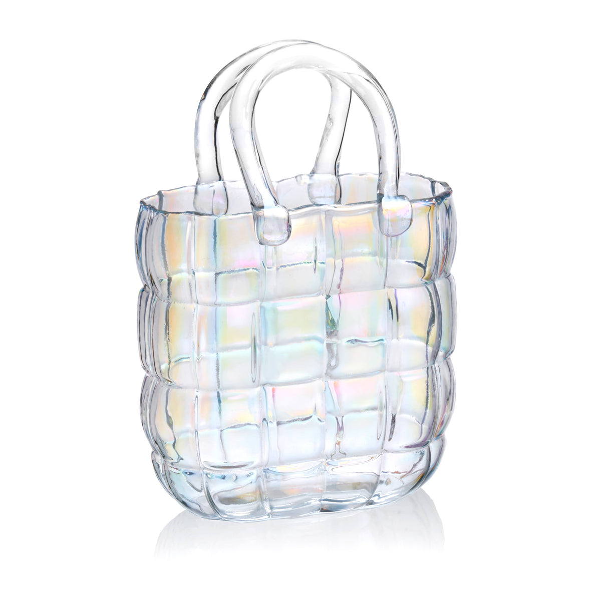 Iridescent Quilted Handbag Vase