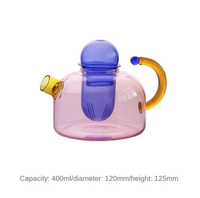 Contrasting Color Heat Resistant Glass Teapot and Cups: Pink Kettle