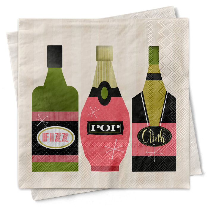 Pop Clink Fizz Prosecco Champagne Cocktail Beverage Napkin