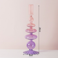 Two Color Glass Classic Craft Candlesticks Holders: Purple-Pink