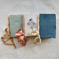 Notebooks - I: Peony - vanilla paper with watermelon silk ribbon