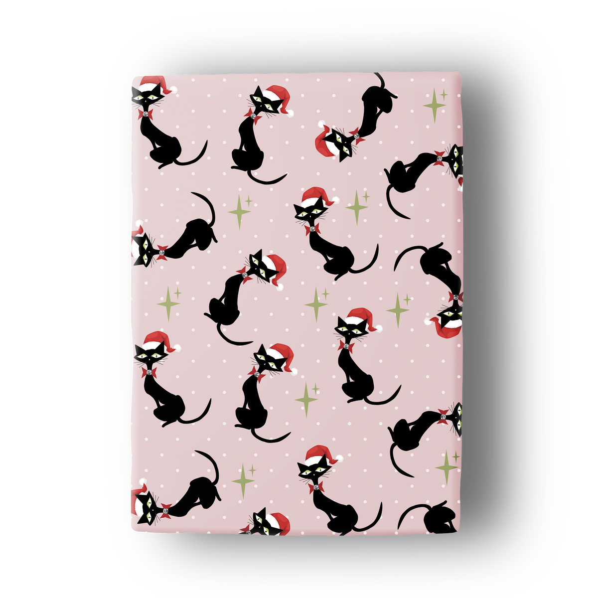 Meowy Christmas Mid Century Black Cat Holiday Gift Wrap: Single Sheet