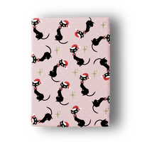 Meowy Christmas Mid Century Black Cat Holiday Gift Wrap: Single Sheet