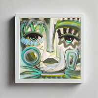 That Girl Glows: White Frame / Grasscloth Paper / 24" x 24"
