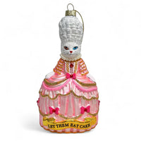 White Kitty Cat Marie Antoinette Let Them Eat Cake Ornament 