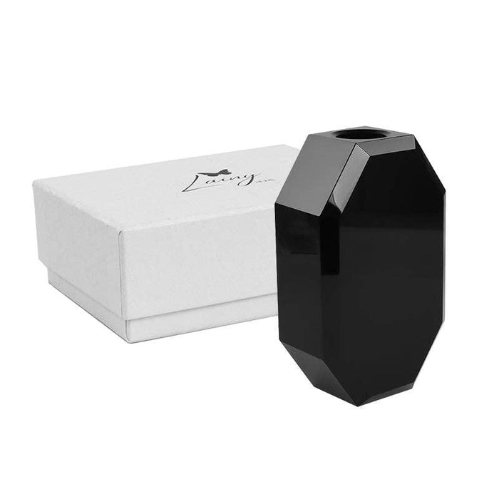 OCTAGON CRYSTAL VASE: BLACK