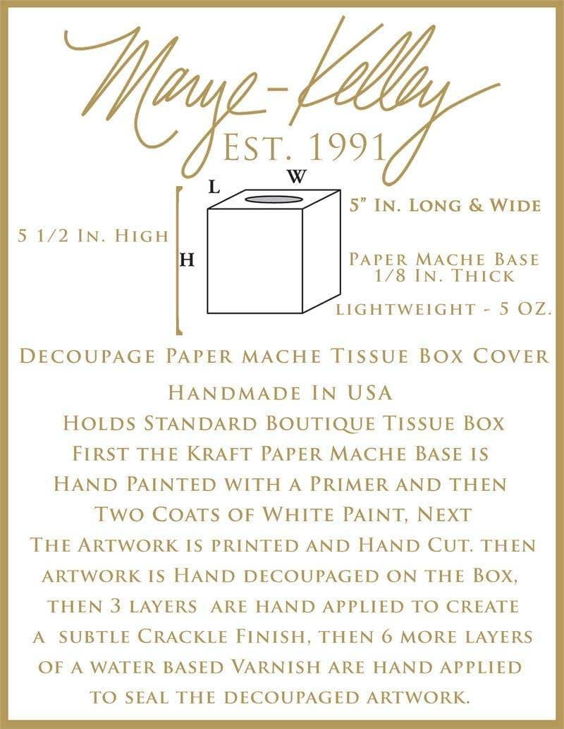 Black Magnolia & Peony Tissue Box Cover: Paper Mache