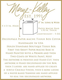 Black Magnolia & Peony Tissue Box Cover: Paper Mache
