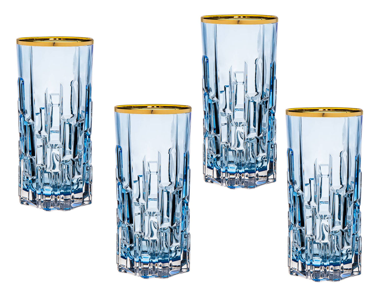 S/4 Milana Highball with Gold Rim: Blue