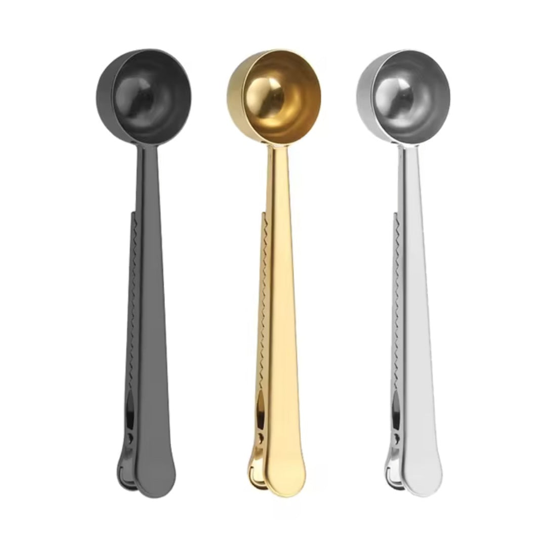 2-in-1 silver coffee scoop