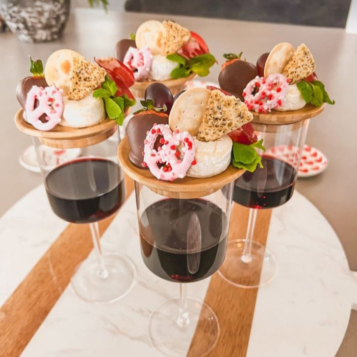 Wine glass charcuterie board toppers