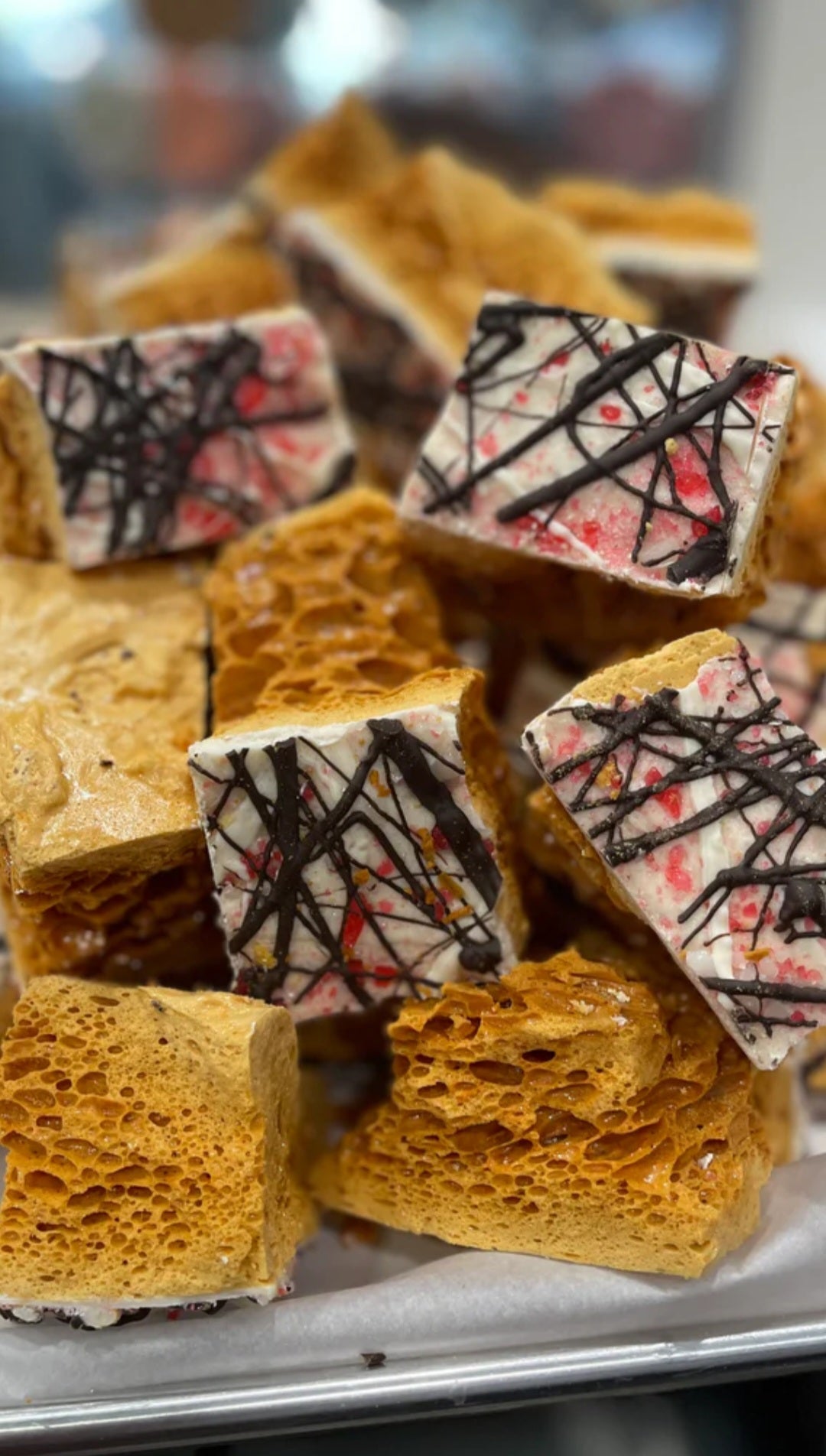 Peppermint Bark Sponge Toffee