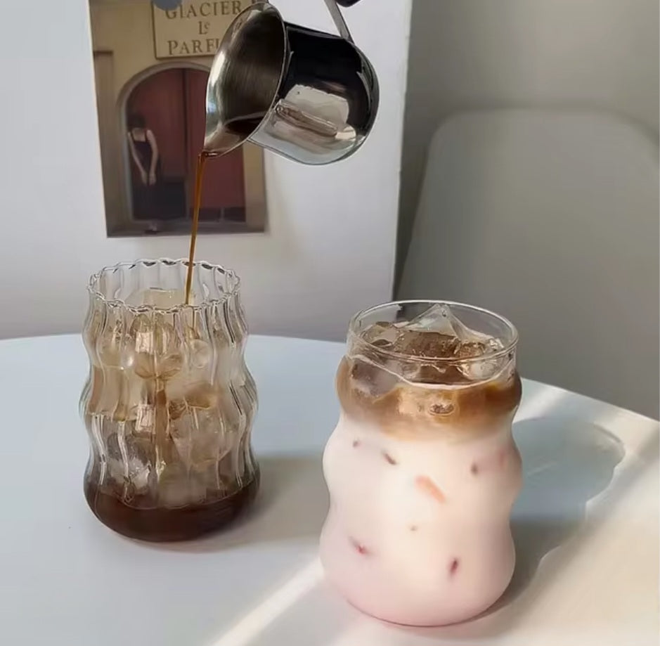 Bubbled glass coffee mugs