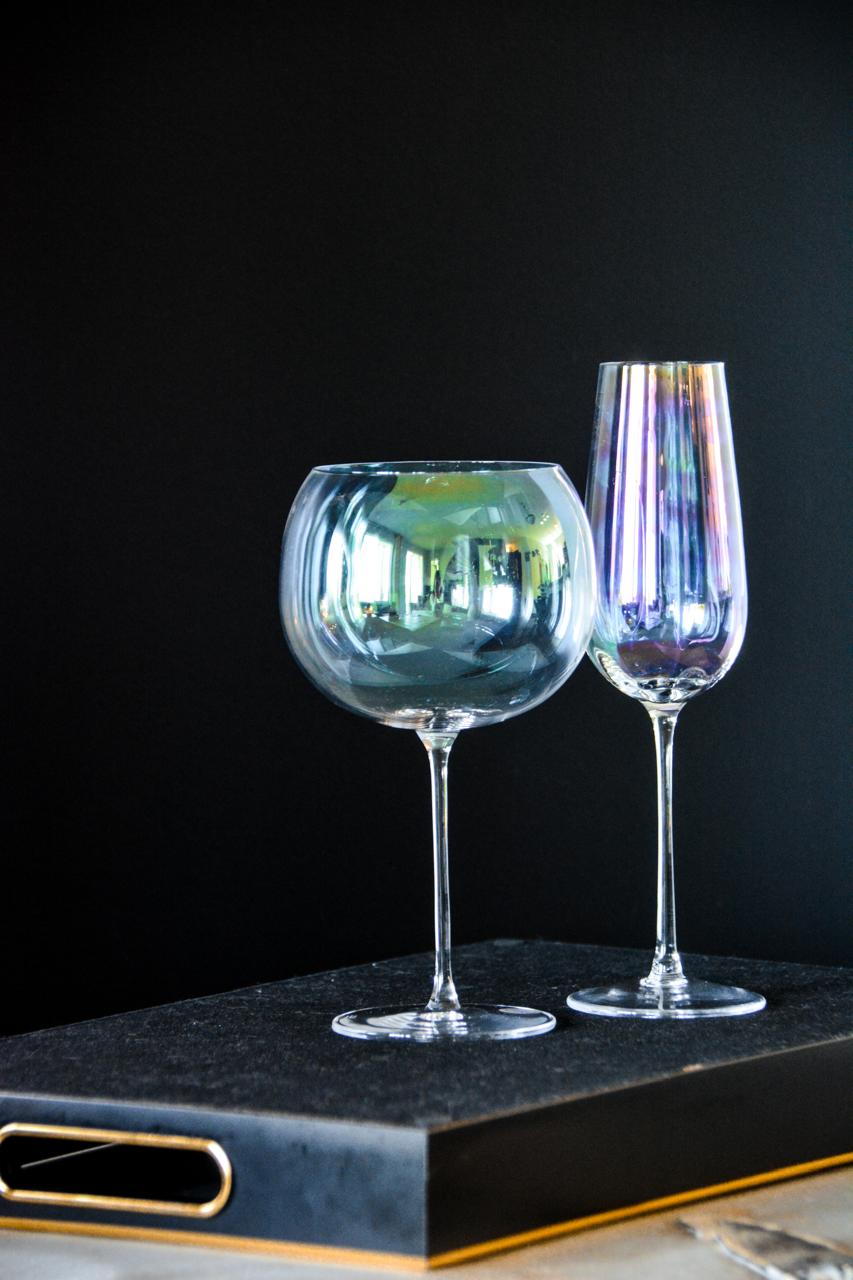 Red Wine Goblets Crystal Iridescent