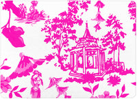 Chinoiserie Pagoda in Pink   Glass Cutting Board: Small Rectangle(8" x 11")