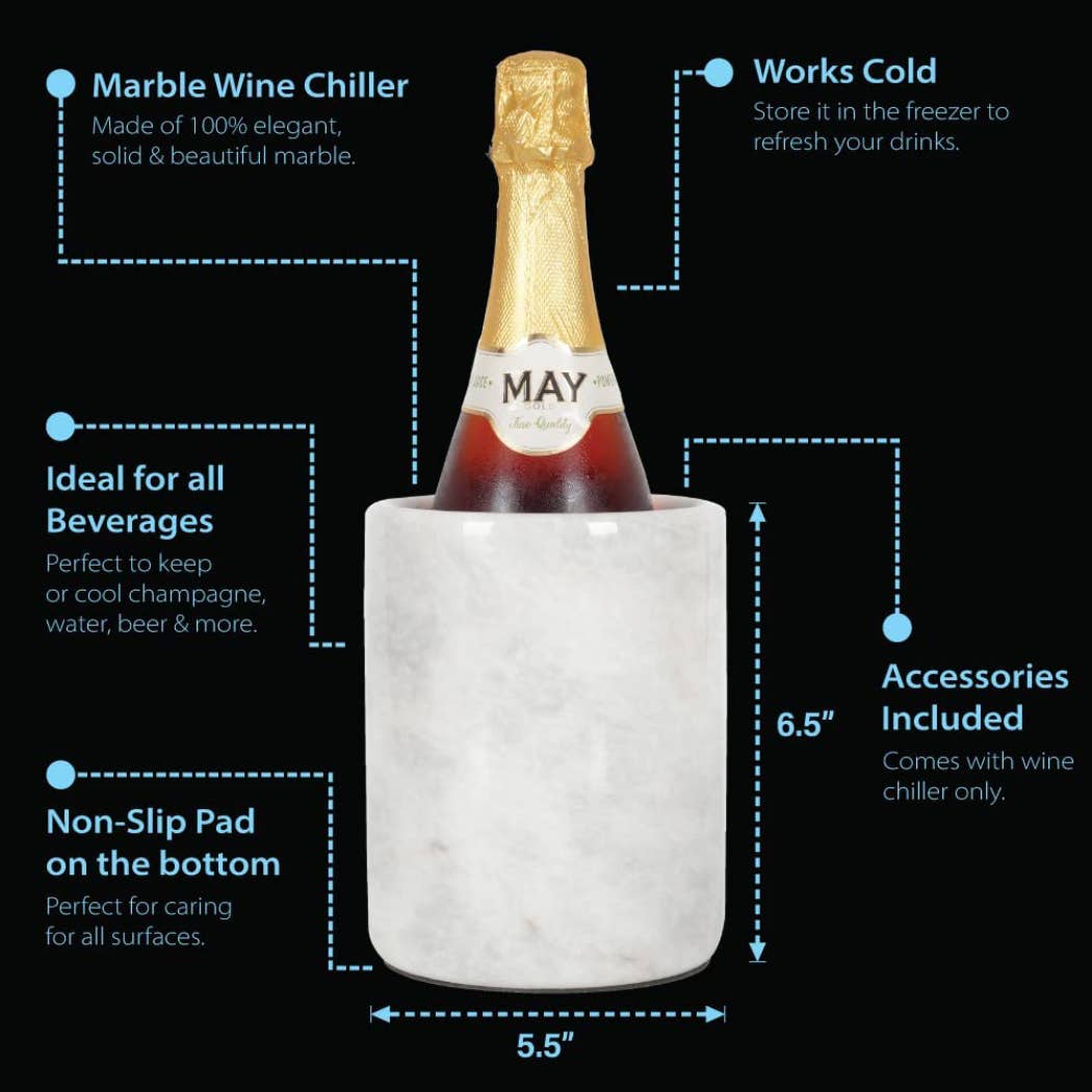 NEW Premium Marble Wine Chiller - Elegant Champagne Cooler: Black