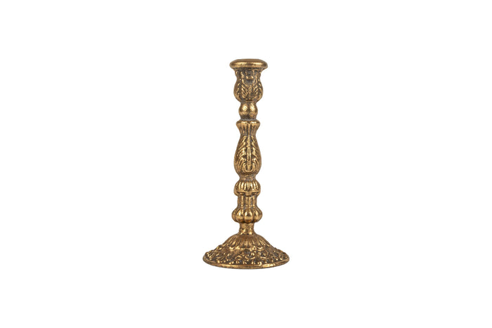 A00519-Cast iron taper holder antique gold, small, 9 in
