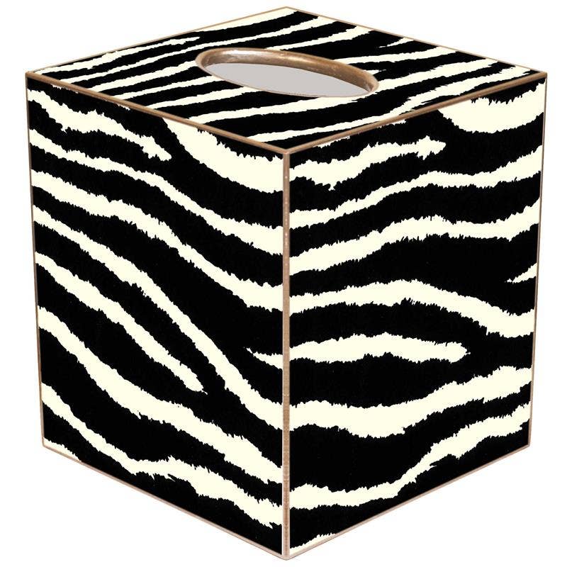 Black and White Zebra Tissue Box Cover: Paper Mache