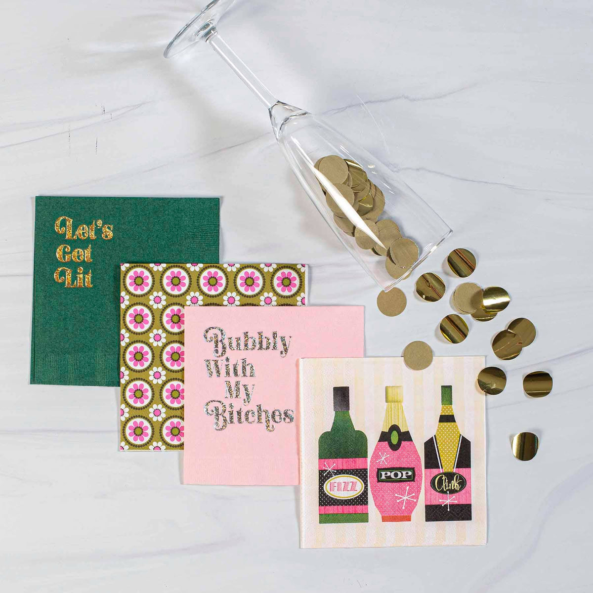 Pop Clink Fizz Prosecco Champagne Cocktail Beverage Napkin