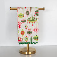 Retro Ornaments Holiday Tea Towel with Trim