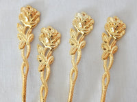 Gold Plated Spoon with Rose Handle for tea, coffee, dessert