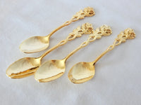 Gold Plated Spoon with Rose Handle for tea, coffee, dessert